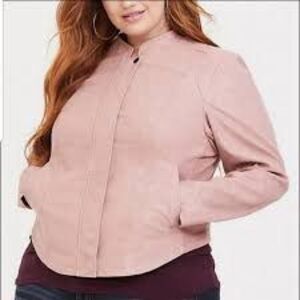 Torrid Women's Size 2X Faux Leather Moto Jacket Dusty Rose Pink Elevated Basic